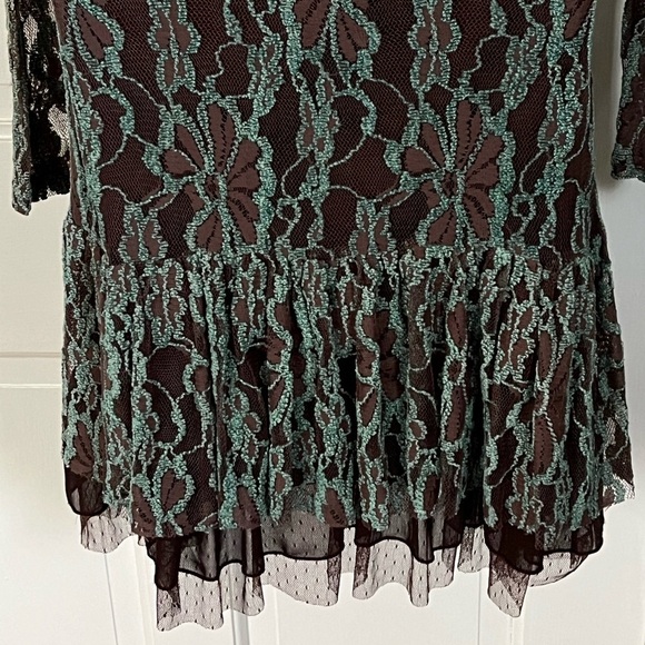 NWT Anthropologie A’reve Lace Romantic Dress Teal Brown Long Sleeve Size Small - Picture 8 of 16